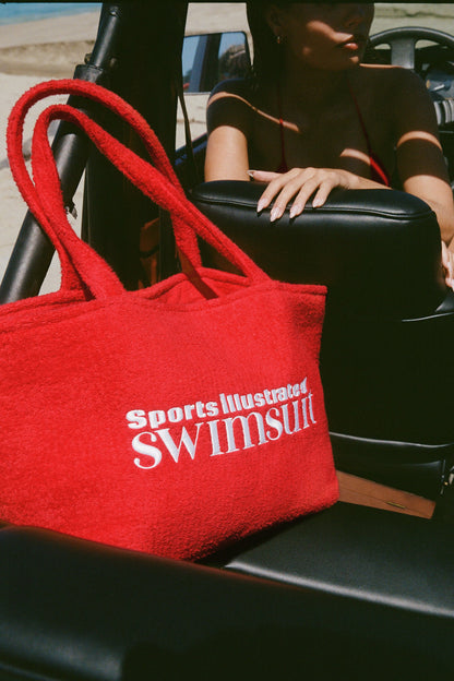 Towelling Tote Bag in Fiery Red
